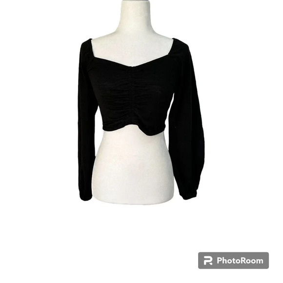 FOREVER 21 Ruched Balloon Sleeve Crop Top - small? - Picture 8 of 9